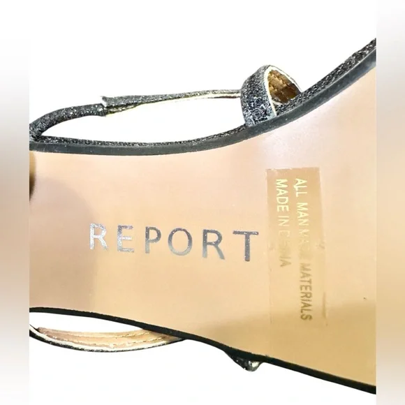 Black/ Sparkly Strappy 3 1/2” High Heel Sandals, Report, worn one time, size 7 - Picture 7 of 12